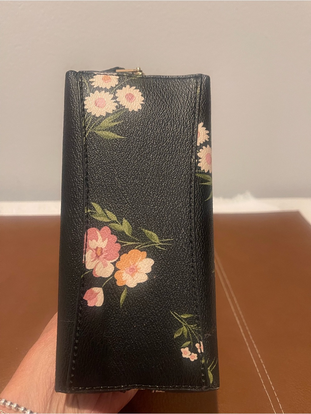 Coach Black Floral Zip Cosmetic Pouch - Picture 2 of 4